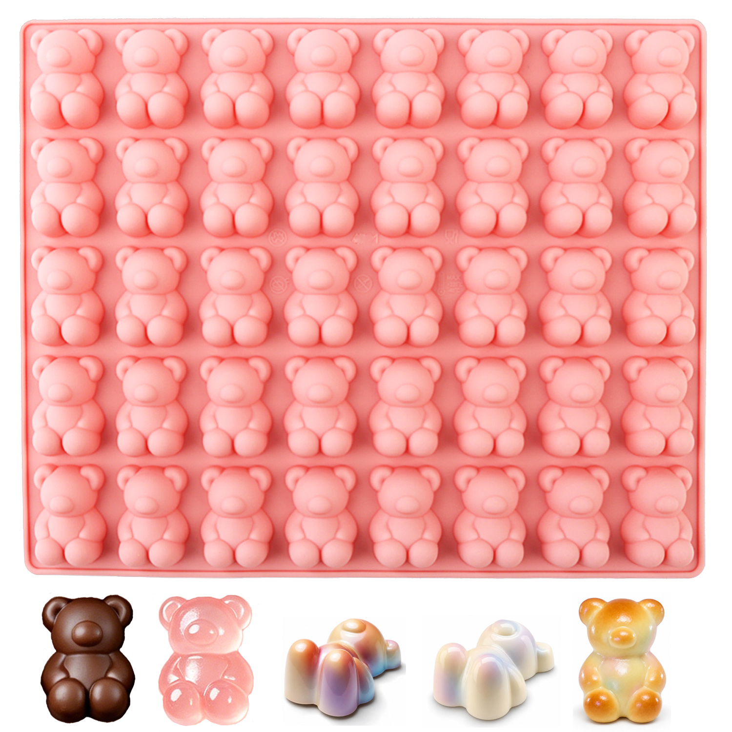 Kitchen Baking Tools - 40-Cavity Bear-Shaped Silicone Mold 3D Cartoon