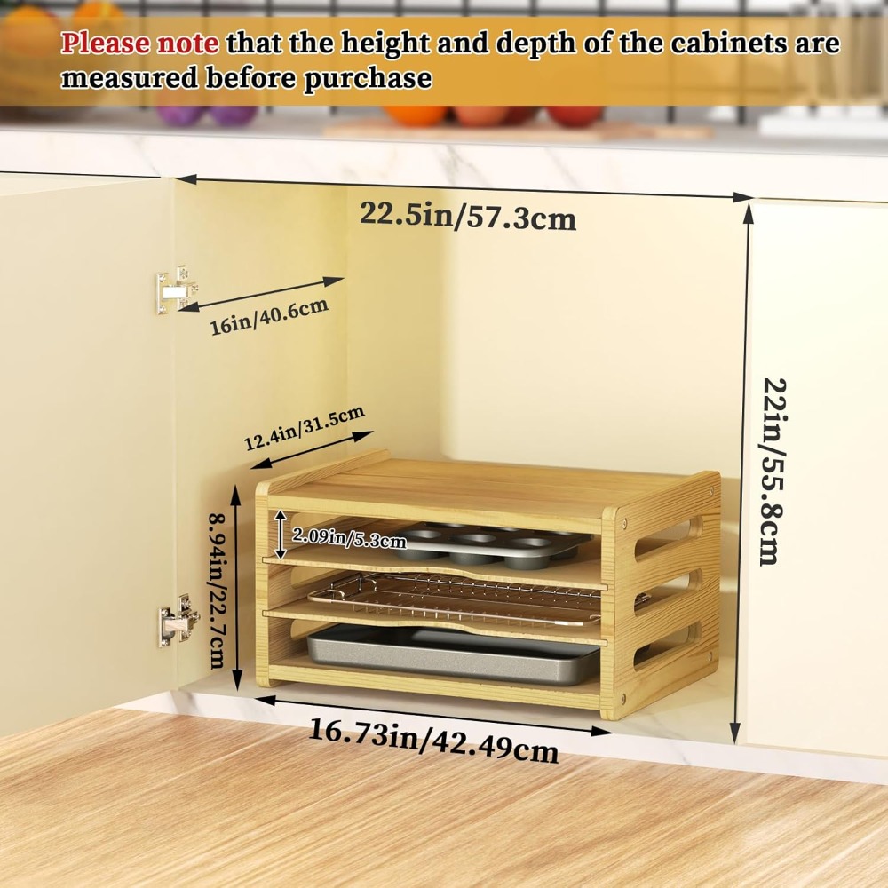 Wooden Cabinet Tray Dividers,  – Kitchen Cabinet Baking Sheet Organizer recenzja i cena
