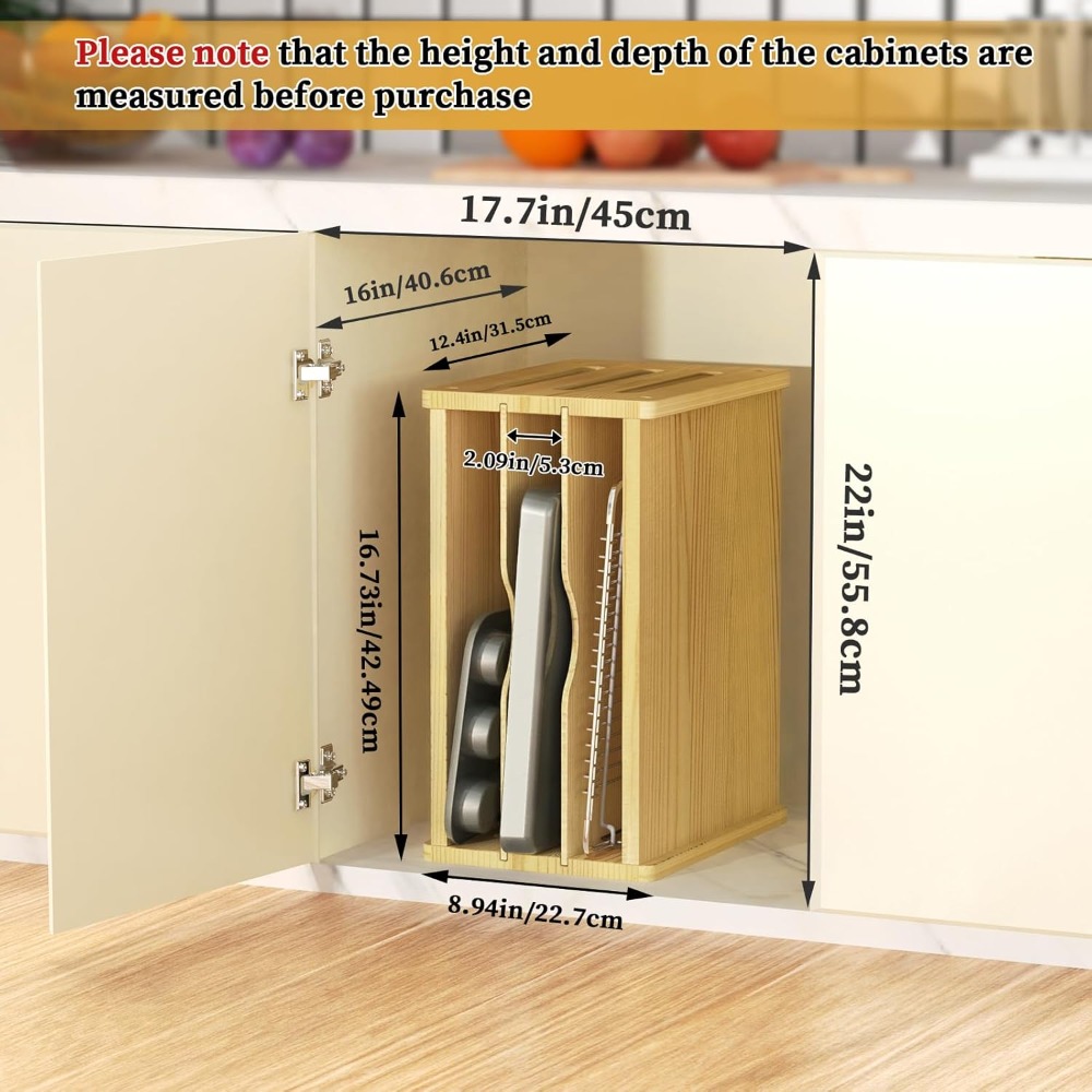 Wooden Cabinet Tray Dividers,  – Kitchen Cabinet Baking Sheet Organizer recenzja i cena