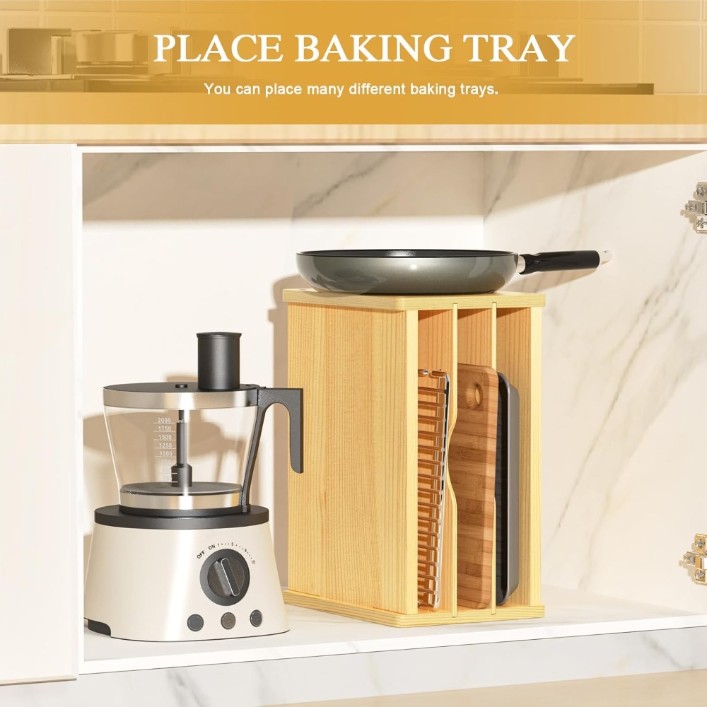 Wooden Cabinet Tray Dividers,  – Kitchen Cabinet Baking Sheet Organizer recenzja i cena