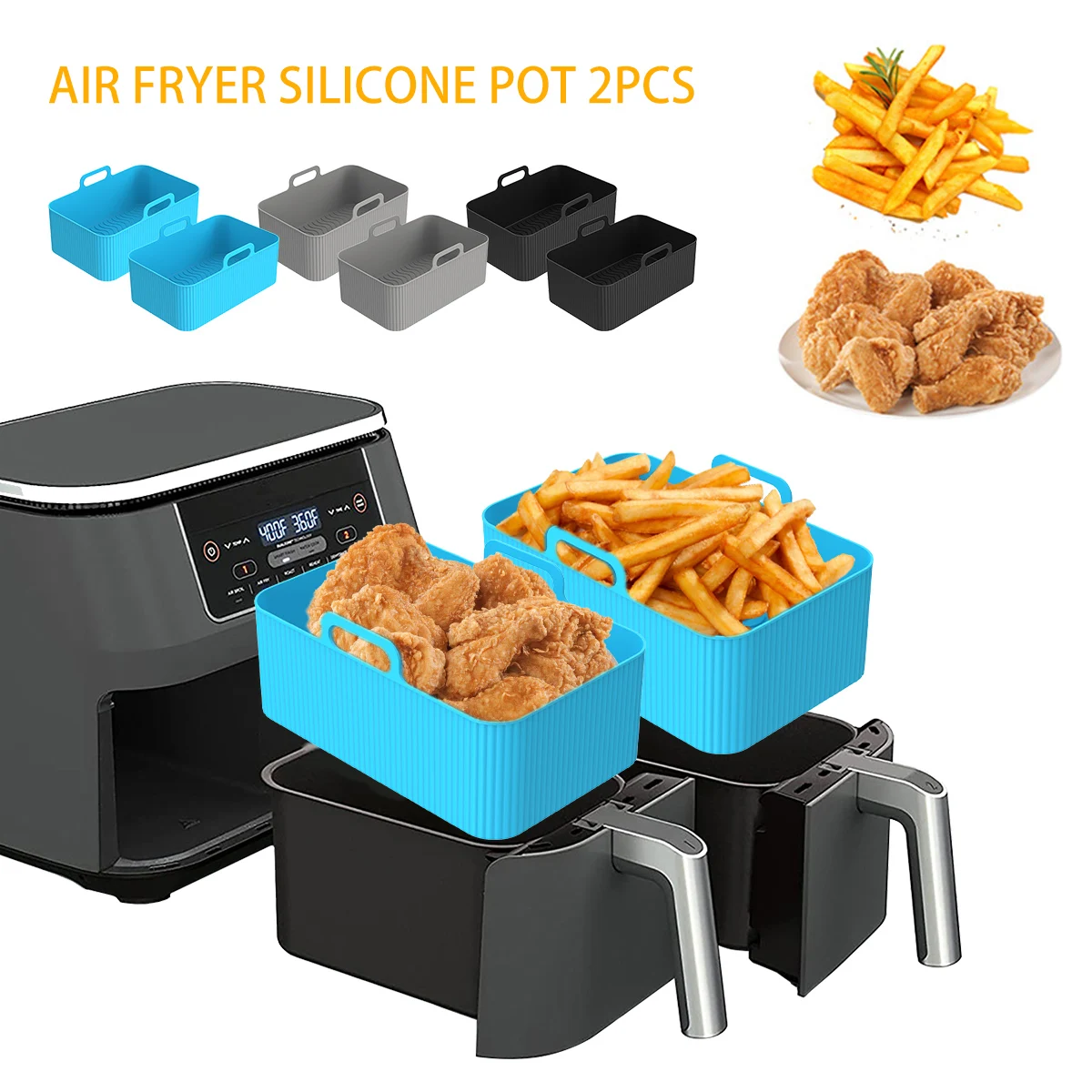 2Pcs Air Fryer Silicone Liner  – Kitchen Oven Baking Pans recenzja i cena