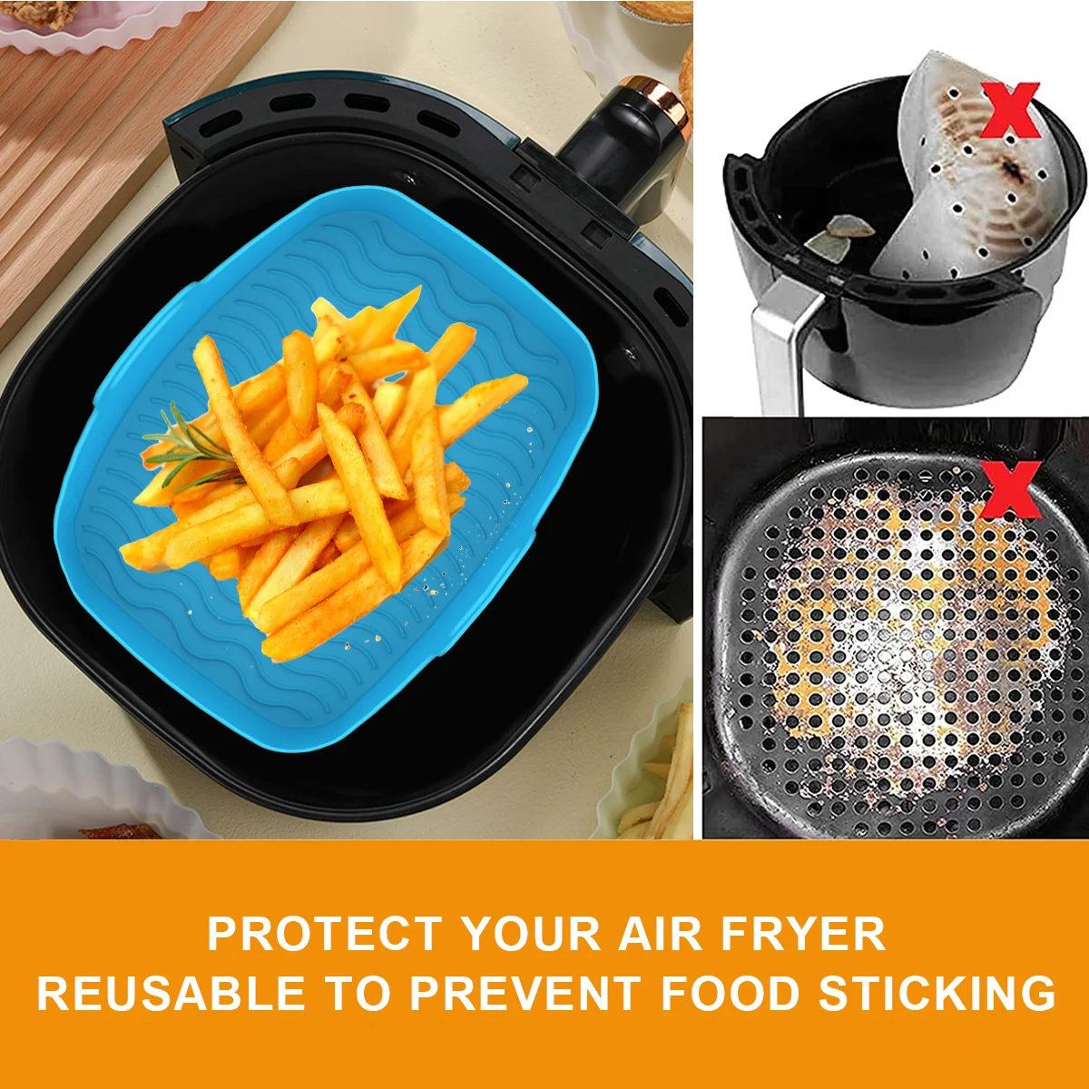 2Pcs Air Fryer Silicone Liner  – Kitchen Oven Baking Pans recenzja i cena