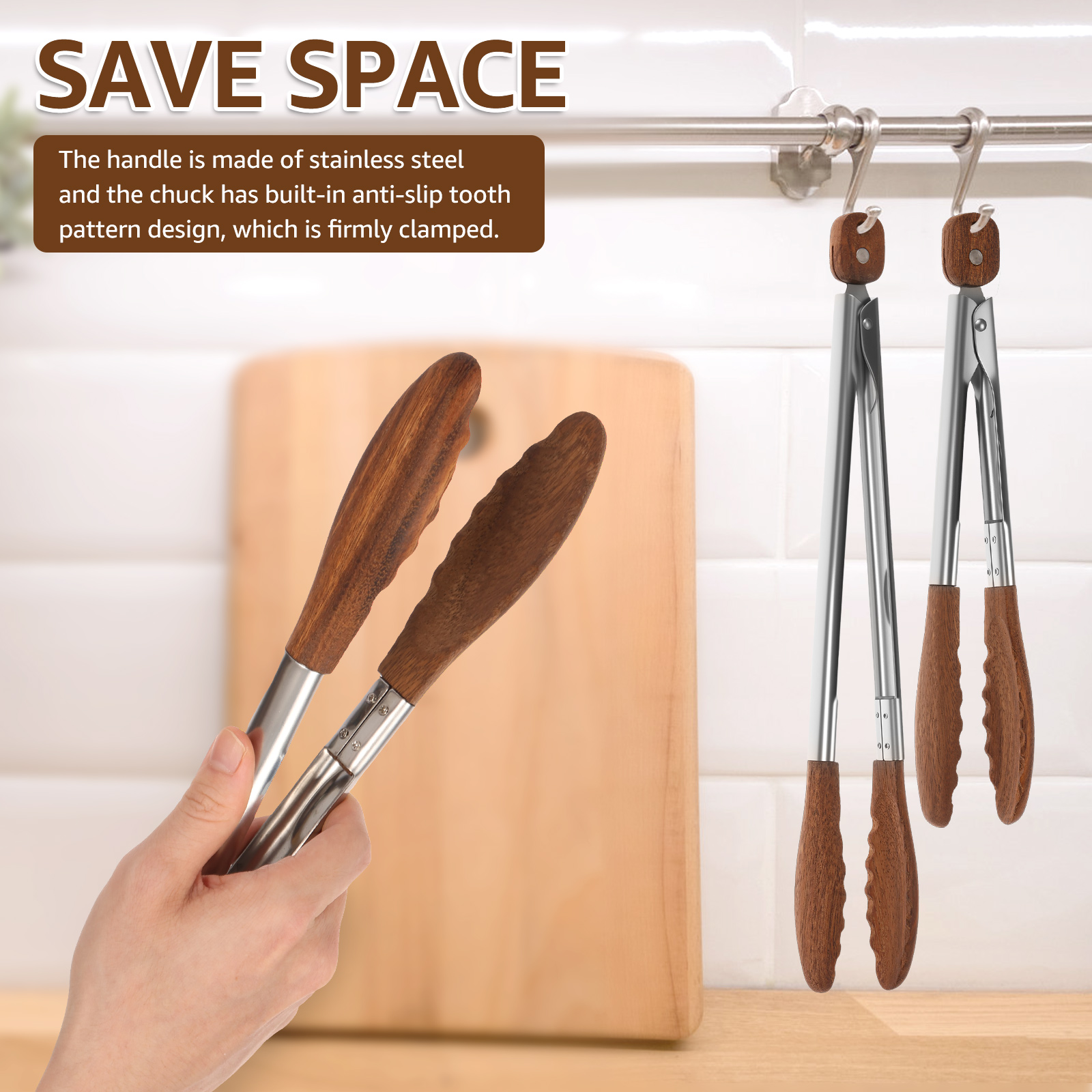 2/3 Pcs Food Tongs Walnut Wood – Kitchen Q recenzja i cena