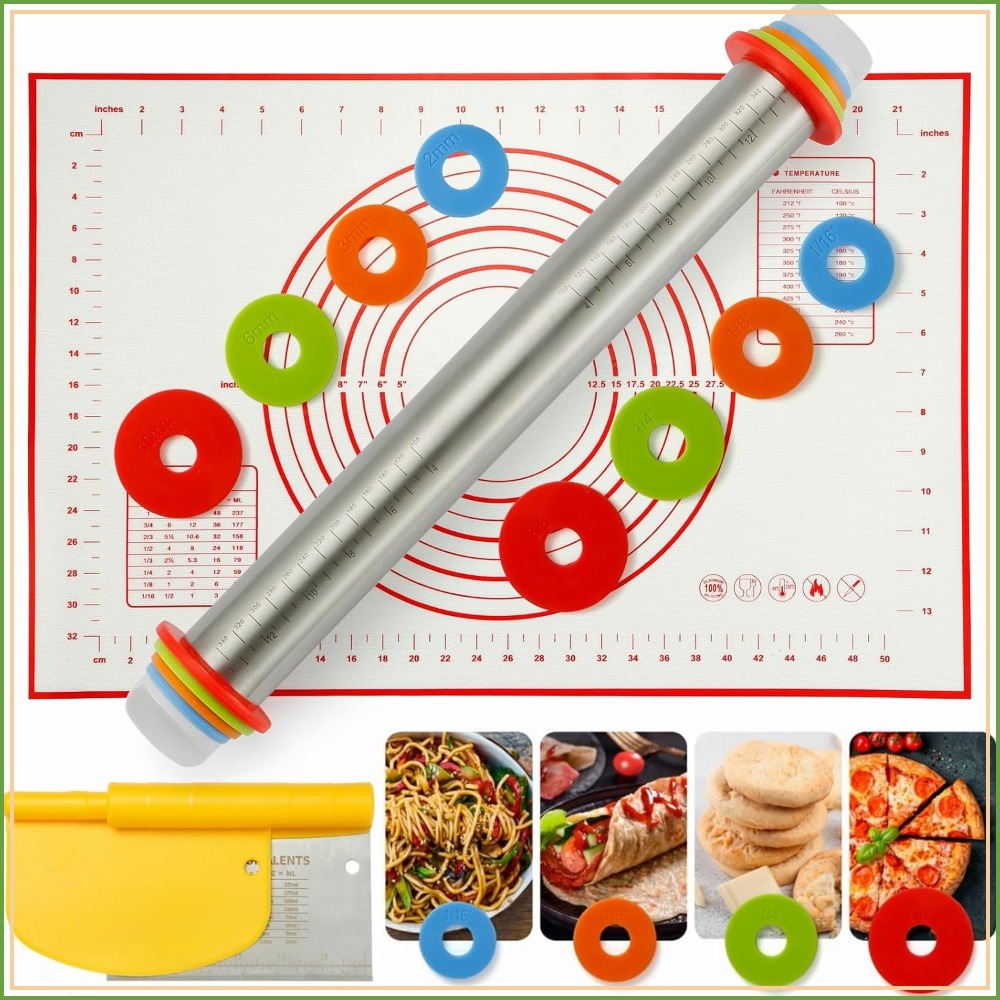 Rolling Pin Set with Thickness – Bench Scraper Dough recenzja i cena