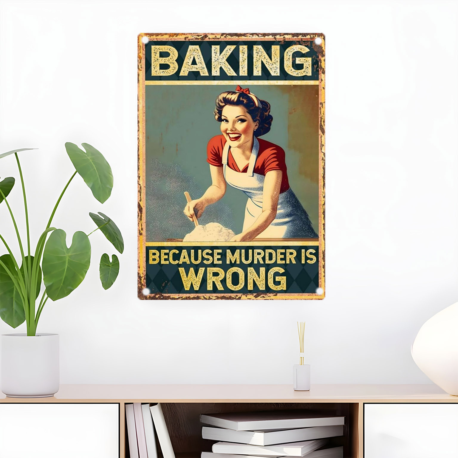 Vintage Funny Baking Quote Met – Kitchen Baking Quotes recenzja i cena