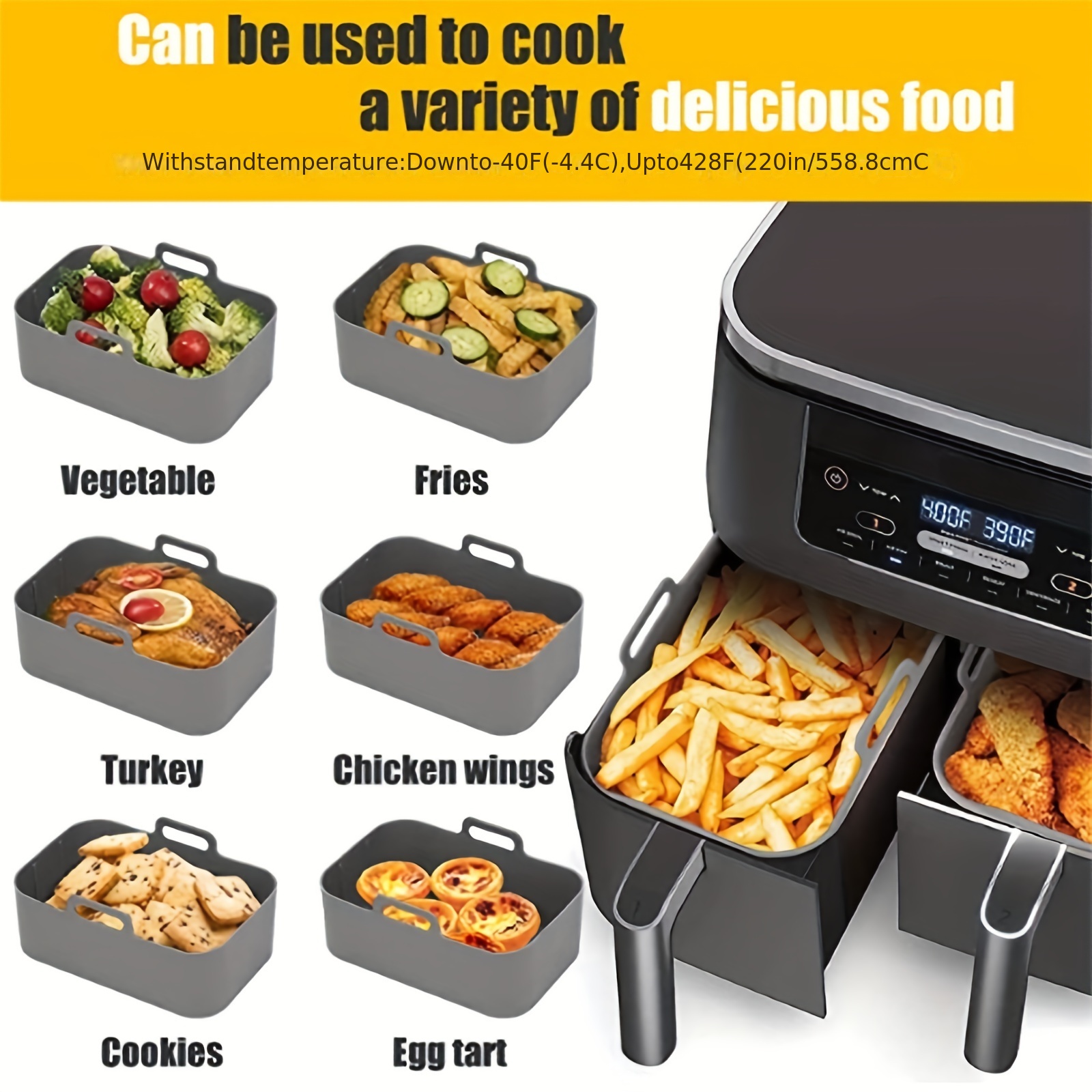 1/2Pcs Air Fryer Silicone Tray – Kitchen Oven Baking Pans recenzja i cena