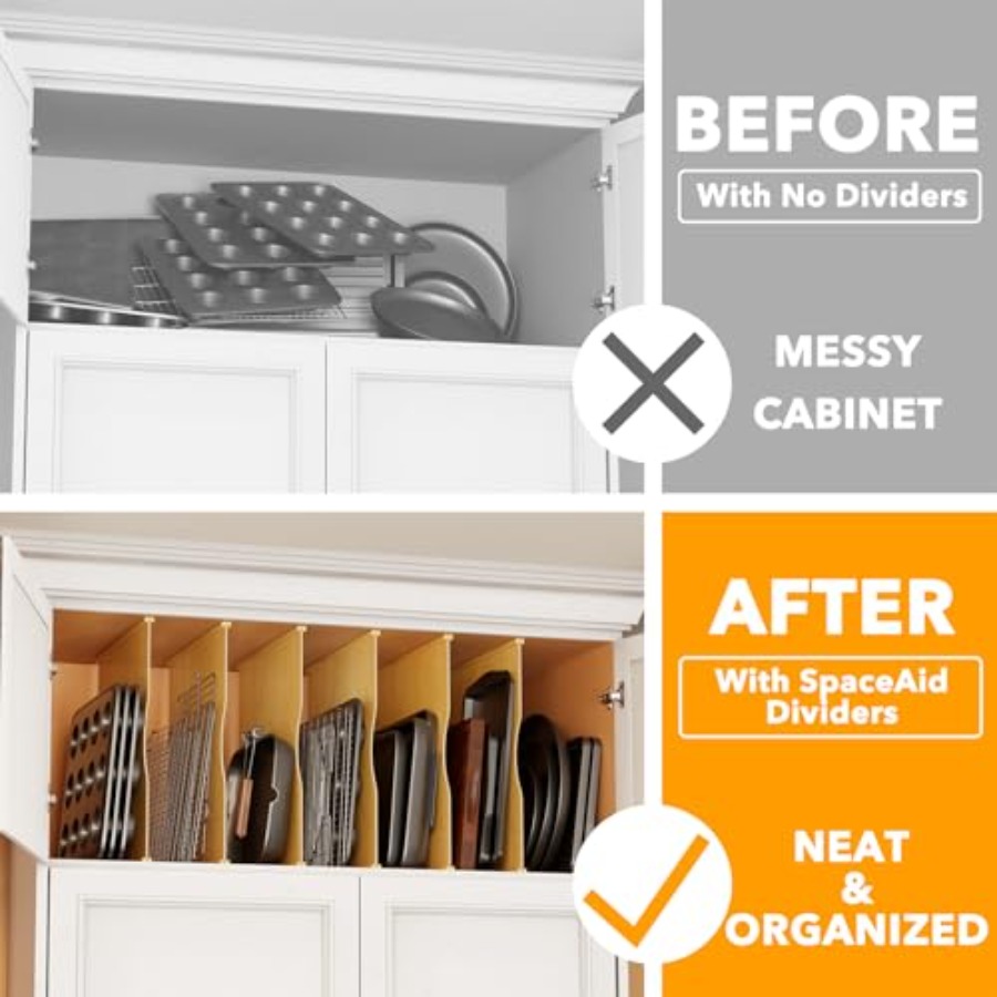6 Pack Tray Dividers for Cabin – Kitchen Cabinet Baking Sheet Organizer recenzja i cena
