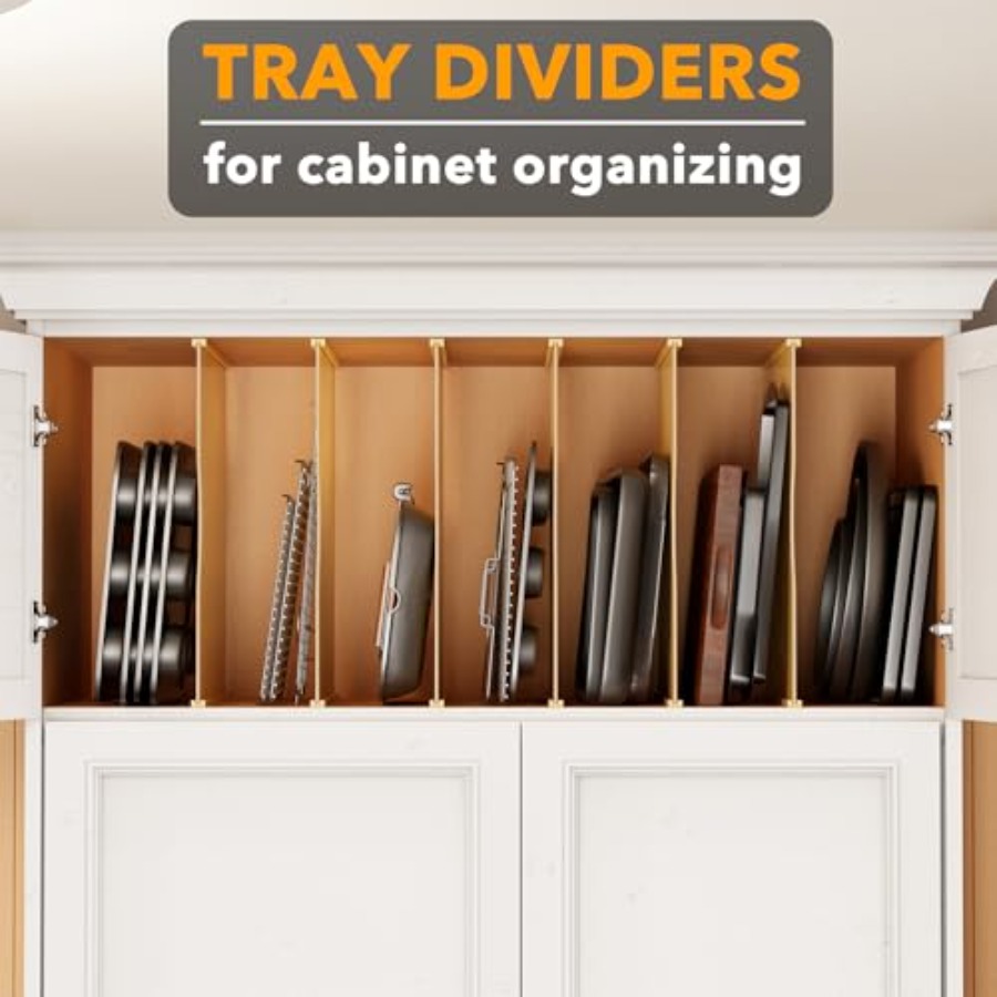 6 Pack Tray Dividers for Cabin – Kitchen Cabinet Baking Sheet Organizer recenzja i cena