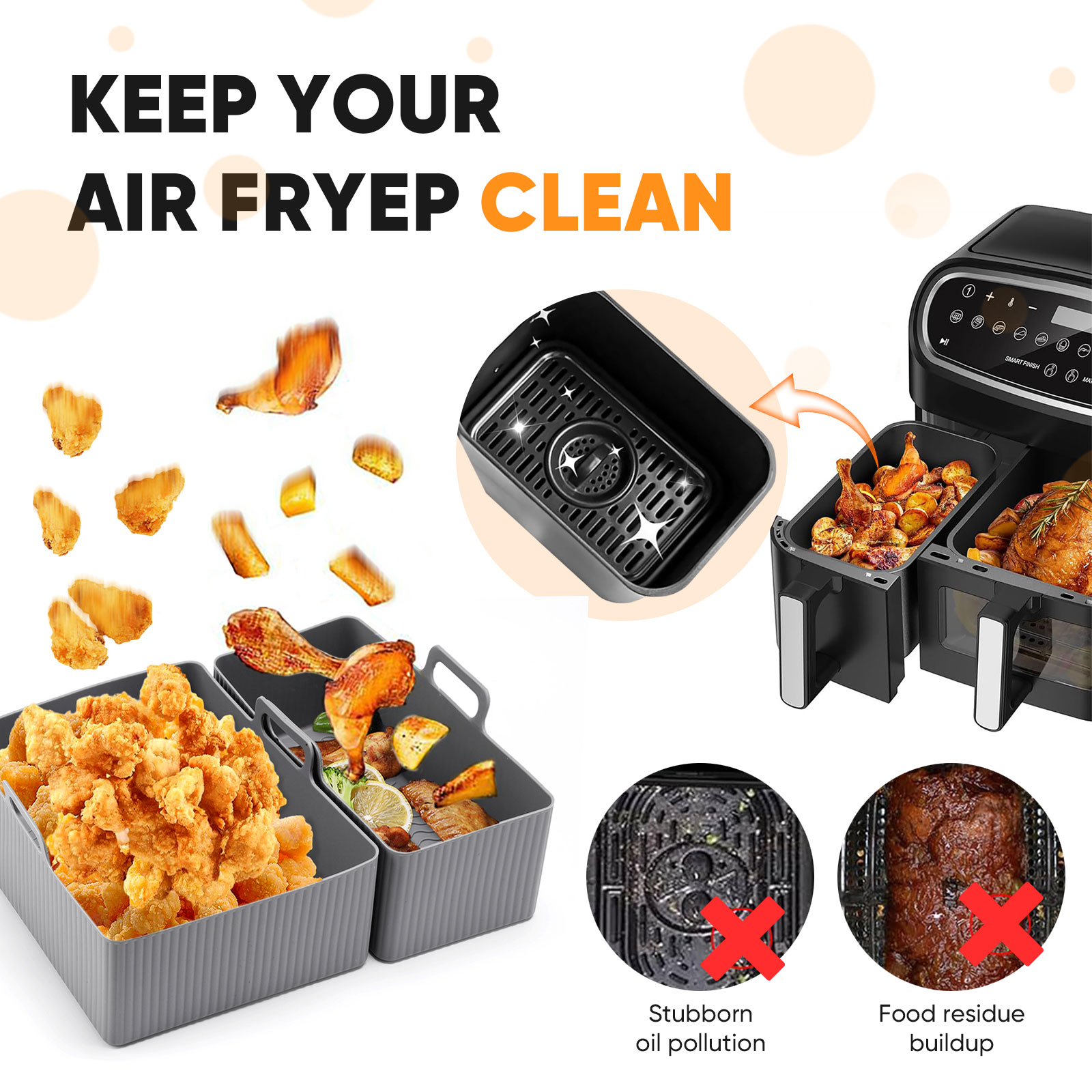 2pcs Set Silicone Air Fryer Ma – Kitchen Oven Baking Pans recenzja i cena