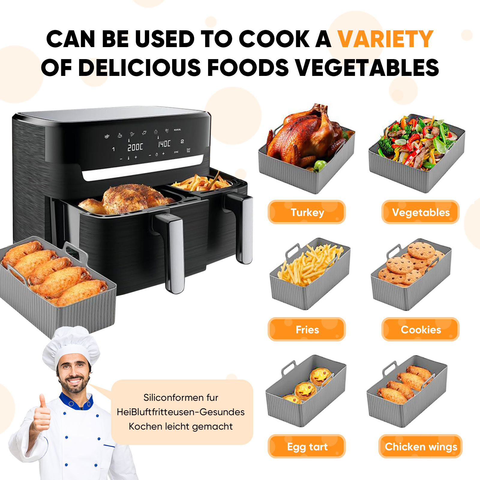 2pcs Set Silicone Air Fryer Ma – Kitchen Oven Baking Pans recenzja i cena