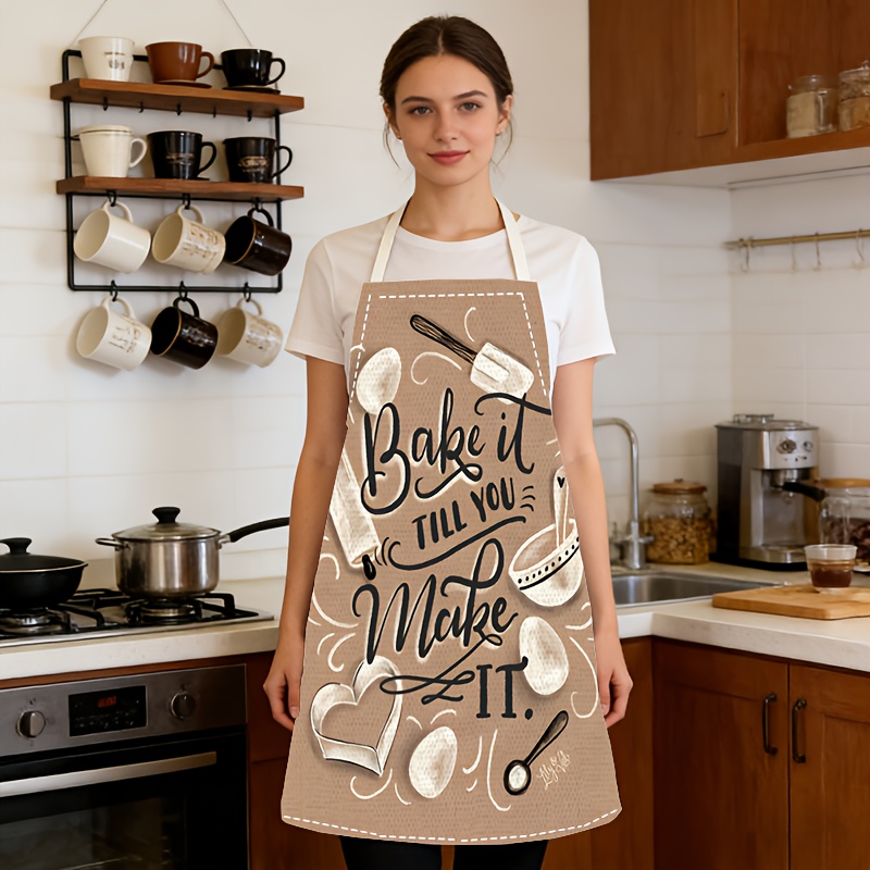 1pc Baking Quote Apron Beige K – Kitchen Baking Quotes recenzja i cena
