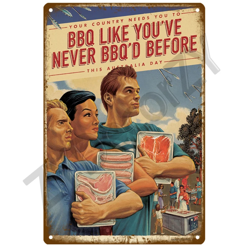 Retro BBQ Sign - Vintage Wall  – Kitchen Q recenzja i cena