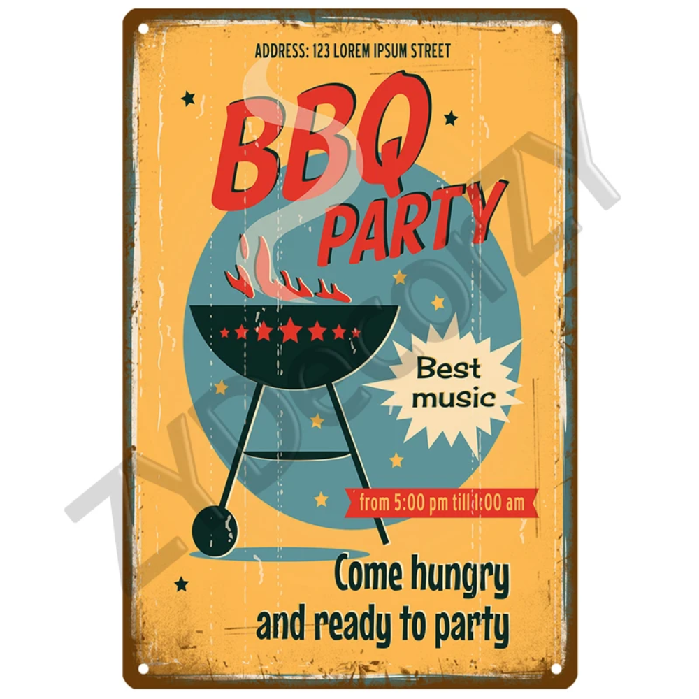Retro BBQ Sign - Vintage Wall  – Kitchen Q recenzja i cena